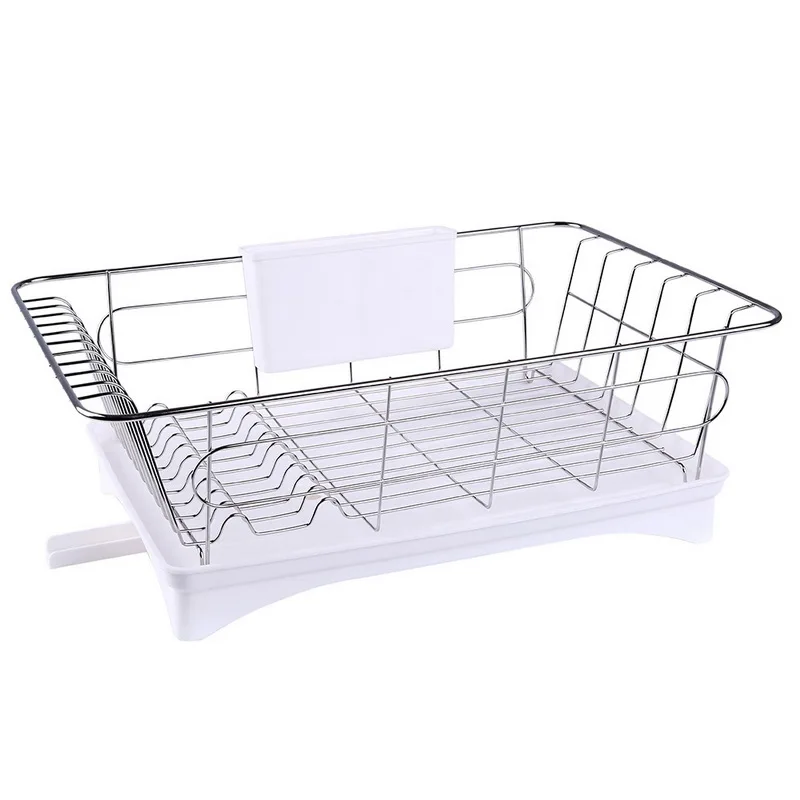 Белый IVYSHION, кухонный органайзер для посуды, для хранения, RacksMultifunctional, нержавеющая сталь, стеллаж для хранения, органайзер, миска, капельные стойки - Цвет: Белый