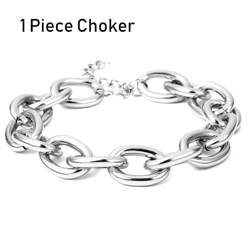 Silver Choker SHIXIN увеличенное кубинское толстое ожерелье-чокер на цепочке для женщин, модное ювелирное изделие, персонализированное Массивное колье, женские аксессуары - Окраска металла: Silver Choker