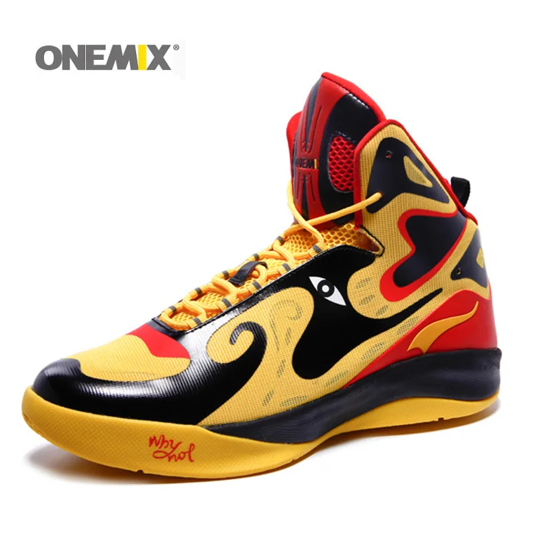 Мужские высокие кроссовки Onemix дышащие кожаные в стиле пекинской оперы и