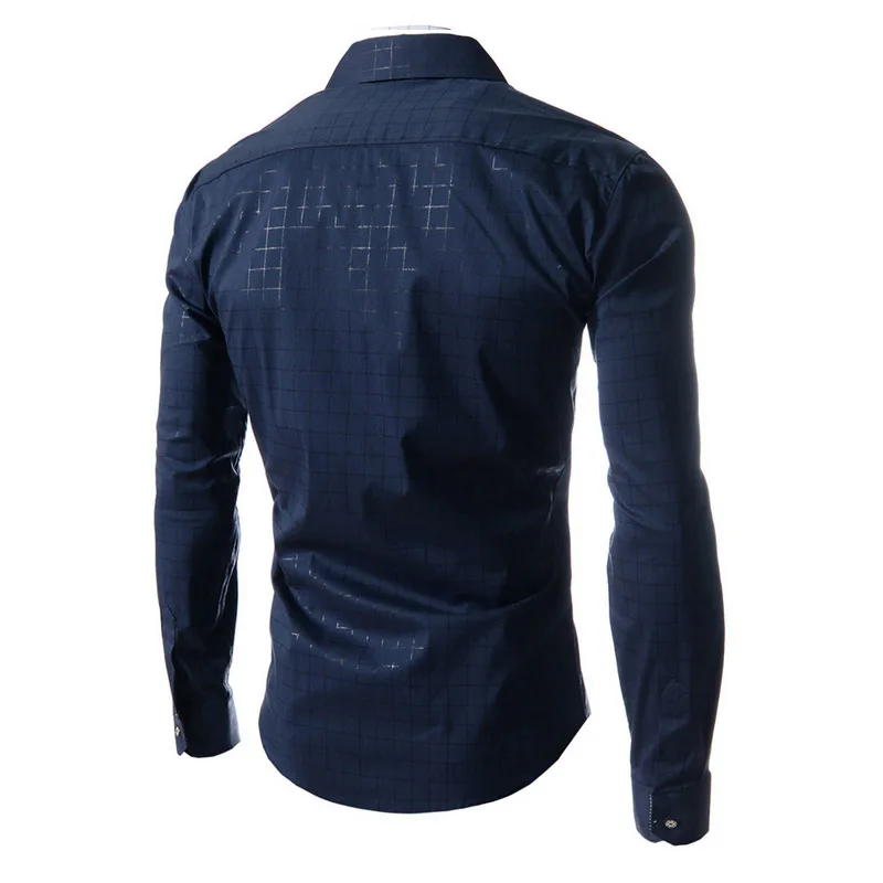 

New2017 Spring Autumn Fashion printing grid Men's Long Sleeve Dress Shirt Normal Men shirt Evening Dress Shirts Camisa Masculina