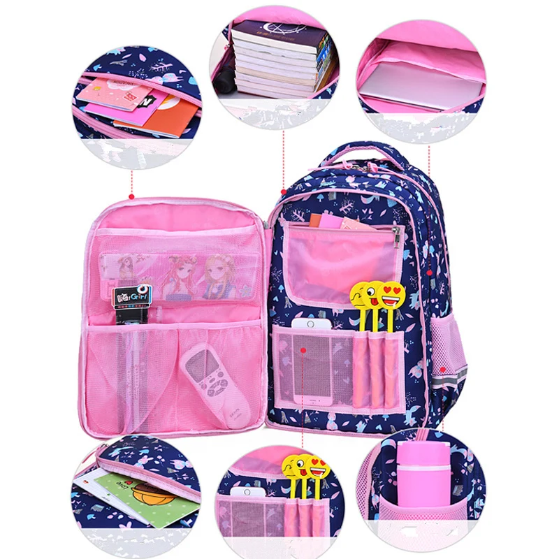 

2021 suitable for grades 1-6 Flower cartoon printing school bags for girls children orthopedics school backpack mochila infantil