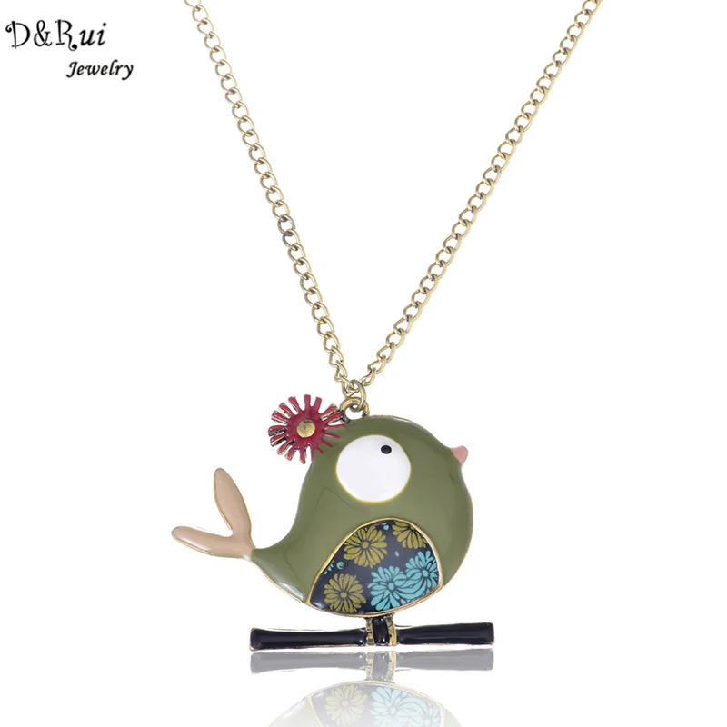 Цепочка цепочка с разноцветными птицами кулон в виде птицы модные украшения из