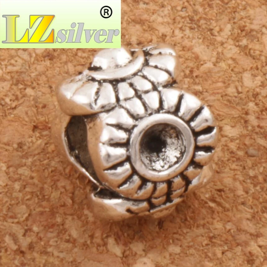 

Diamante-set Dots Daisy Metal Big Hole Beads MIC 11.5x10x8.2 mm 100pcs zinc alloy Bronze Fit European Charm Bracelets L1415