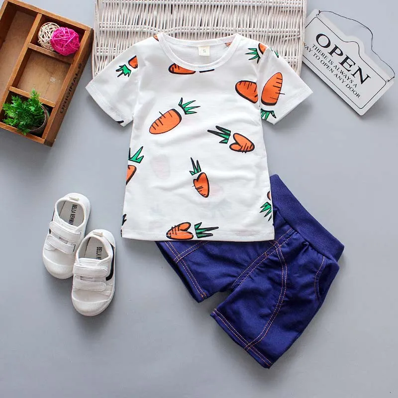 2019 summer new boys clothes sets children fashion cotton tees+shorts 2pcs tracksuit for kids casual sport clothing 1-4T | Детская