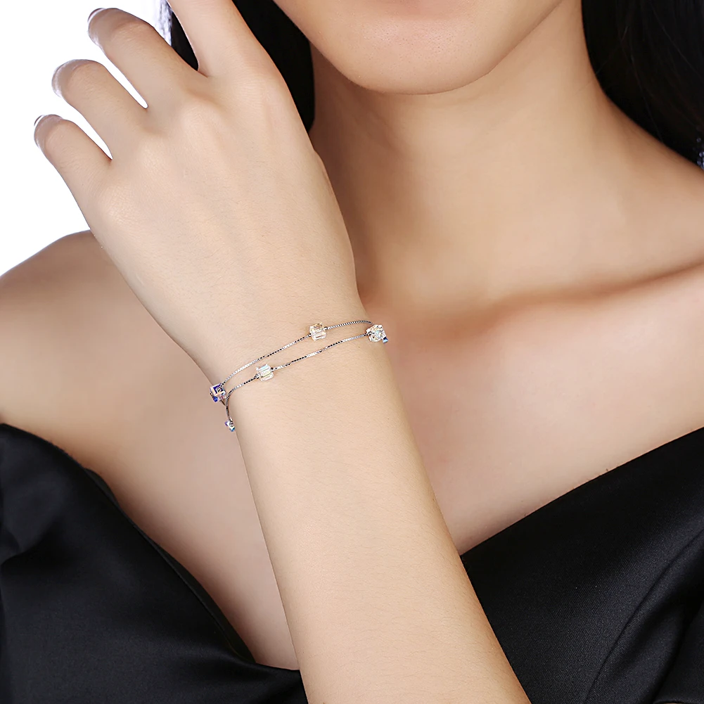 INALIS Серебро 925 LEKANI кристаллами от Swarovski Multi-кристалл браслеты для женщин