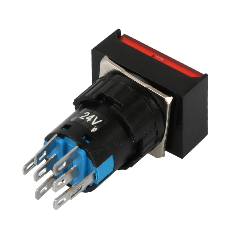 Прямоугольный светодиодный кнопочный переключатель 16 мм с мгновенной