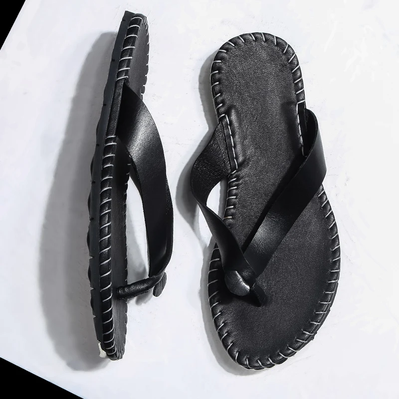 Мужские слиперы из натуральной кожи универсальные сандалии воловьей Мужская