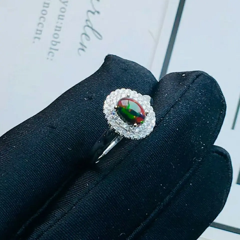 MeiBaPJ натуральный черный опал драгоценный камень серьги кольцо и ожерелье 3 Сиут для женщин Настоящее 925 пробы серебро хорошее ювелирное изделие