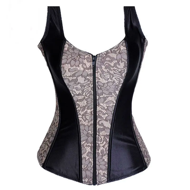 Пурпурный и черный корсет на молнии готический соблазнительные корсеты бюстье