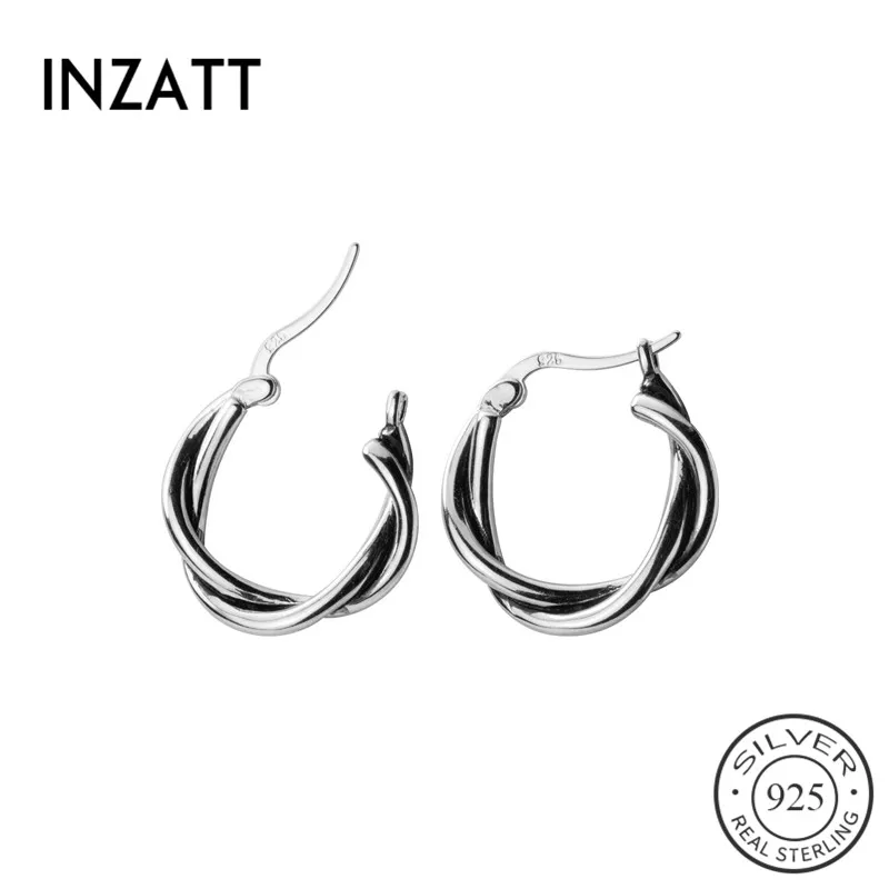 Серьги-кольца INZATT из настоящего серебра 925 пробы геометрической формы Модные