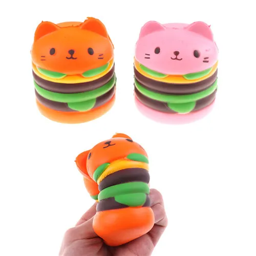 

Fun Anti Stress Slow Rising Squishy Squeeze Hamburger Cat Cake Bread Phone Straps Cute Kid Toy Burger Gag Stretchy