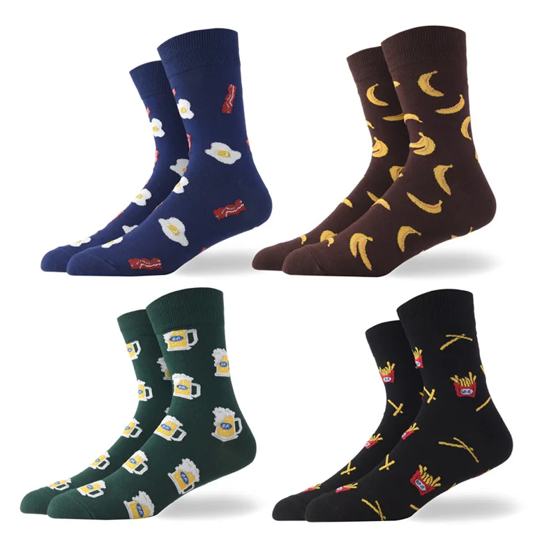 Повседневные хлопковые мужские Цветные Носки с рисунком еды Харадзюку