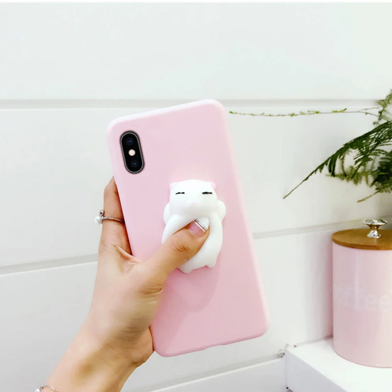 Чехол Overfly 3D Cat для iPhone XR XS X Max Милые силиконовые чехлы с мультяшным котом 6 7 6S 7S
