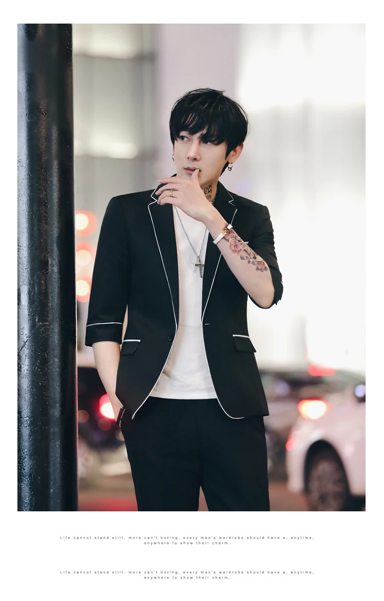 Для мужчин костюмы Slim Fit Комплект из 2 предметов костюм Homme белый черный костюм свадебные смокинги для жениха Для мужчин с коротким рукавом деловая Выпускной костюм Terno