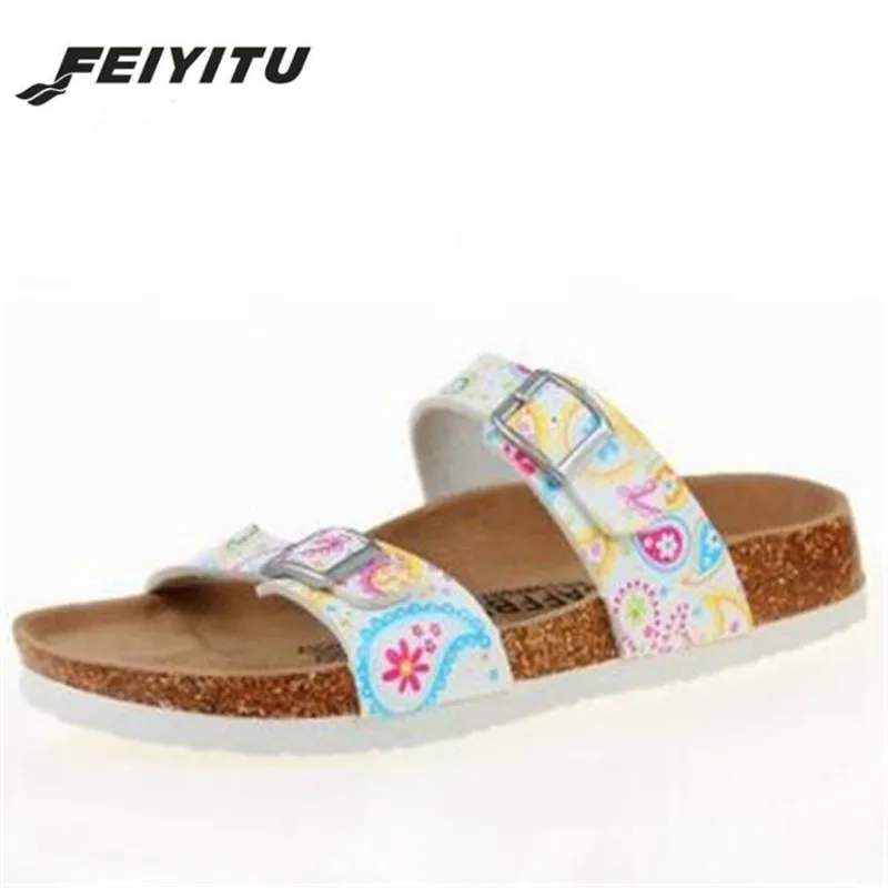 FeiYiTu/женские шлепанцы на пробковой подошве Однотонные милые женские