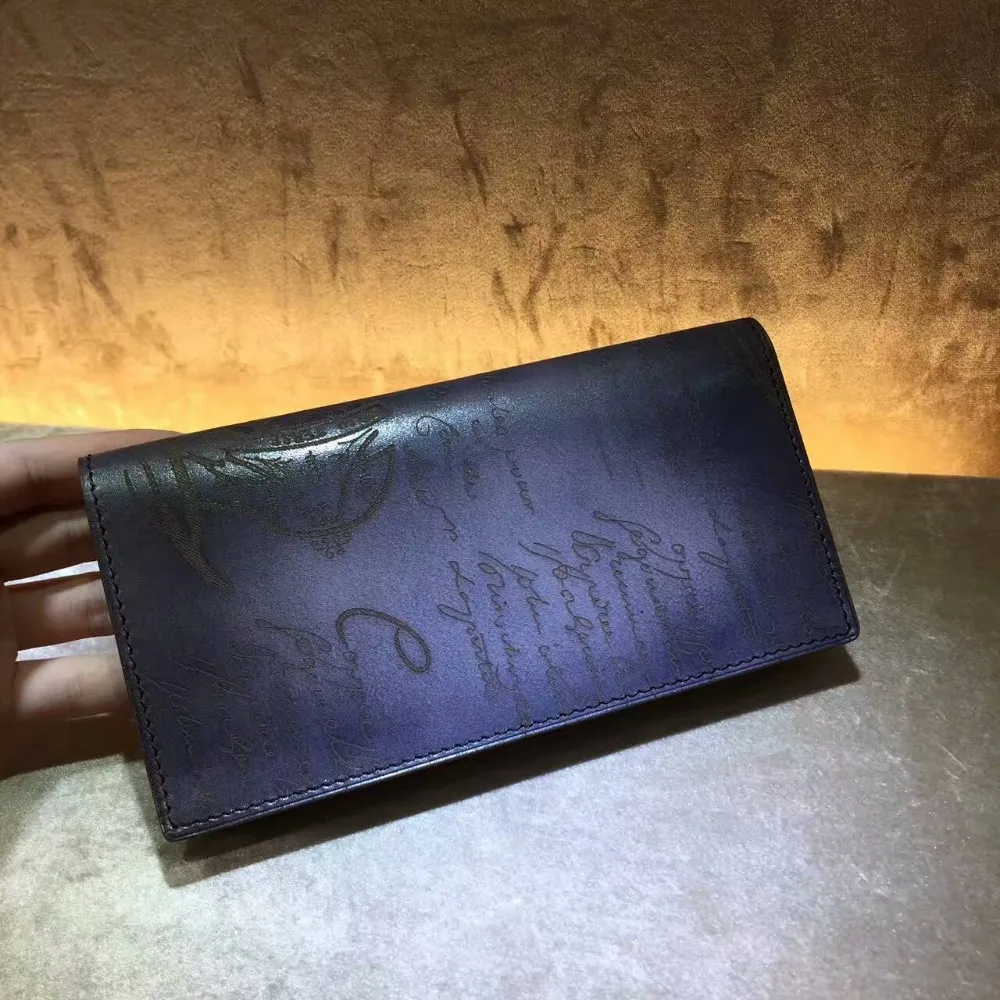 TERSE_Vintage кожаный длинный мужской кошелек итальянский из телячьей кожи