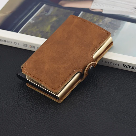 Casekey RFID-защищенный кожаный Алюминиевый бумажник держатель для ID-карт