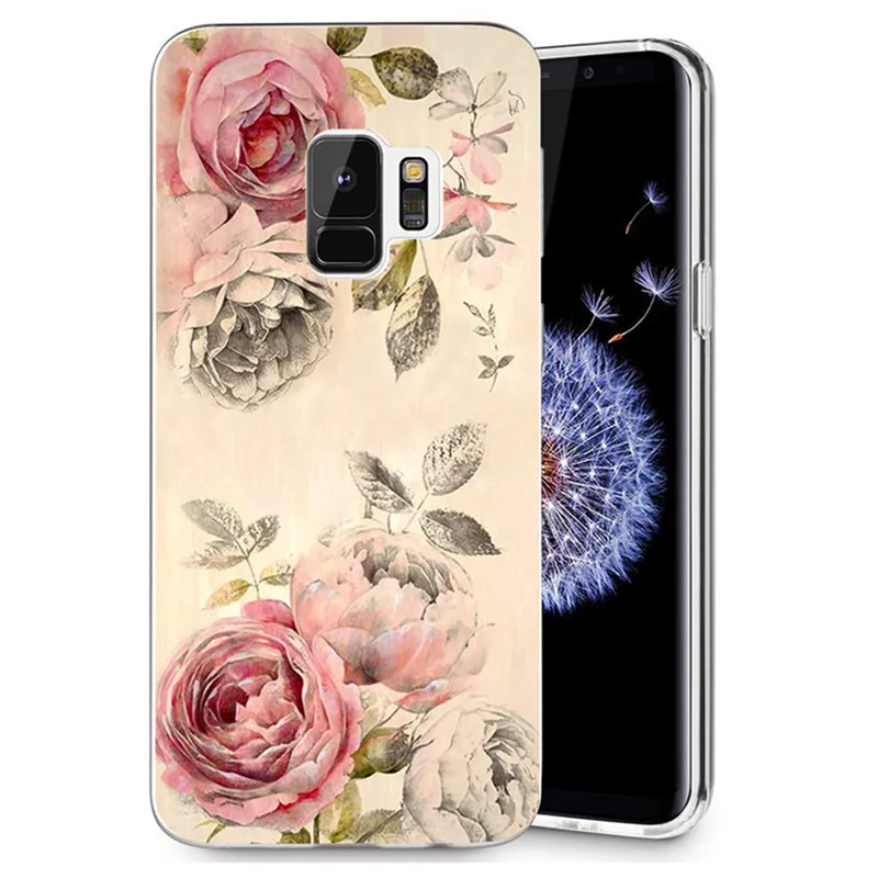 Для Samsung Galaxy S9 S9Plus S8 Plus S7 edge J720 A3 A5 2016 2017 TPU цветной мягкий чехол с цветочным узором