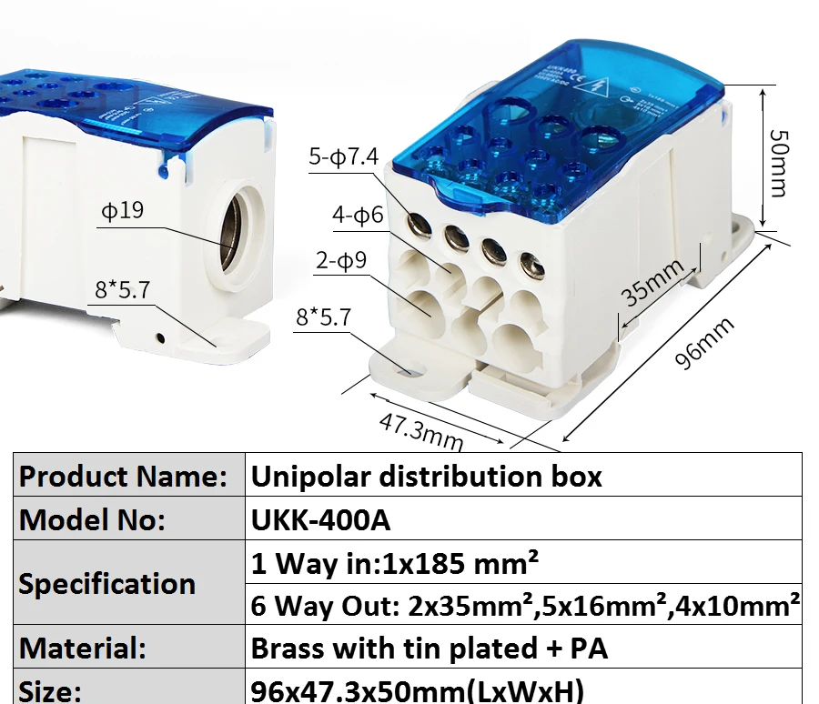 Клеммная колодка UKK80A 125A 160A 250A 400A 500A распределительная коробка на Din рейку