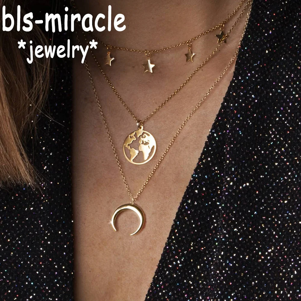 Bls miracle Лунная ракушка бусины с картой многослойные ожерелья 2019 для женщин