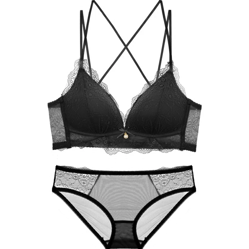 Сексуальный женский комплект нижнего белья набор вышивка беспроводной