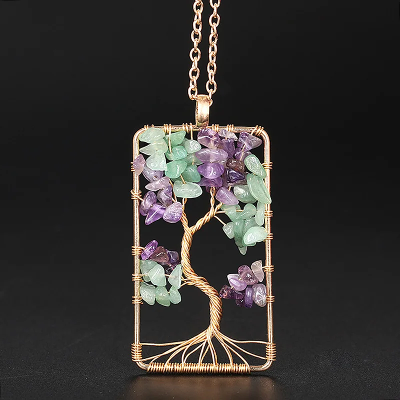 

Ожерелье из натурального кварца, искусственное дерево жизни, Женское и мужское колье с кристаллами, многоцветное ожерелье из дерева мудрости, ювелирные изделия 2019