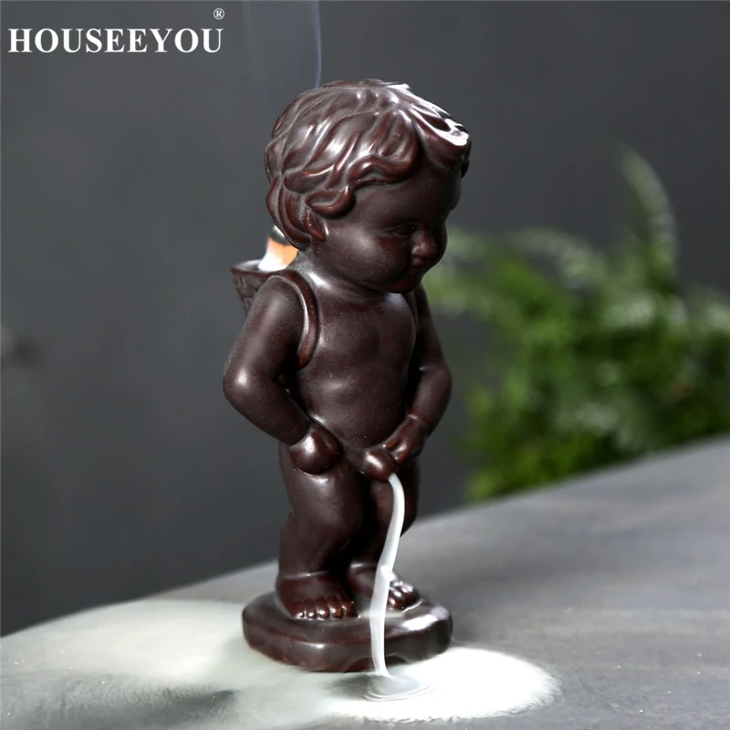 HOUSEEYOU ароматическая курильница с обратным потоком, домашний декор, керамический Водопад для мальчика, декоративная ароматическая курильница+ 20 конусов для благовоний