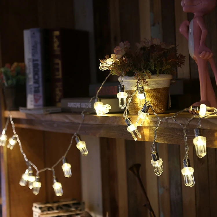 Decorative Lights Kids U Type Transparent Bulb Christmas Garland Battery 20 Leds Night Guirlande String Chain Flasher | Лампы и
