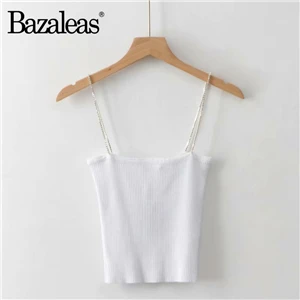 DS11 white Bazaleas центр Ruched бандажный женский укороченный модный топ на бретелях пикантные женские Топы вязаный Тонкий Повседневный укороченный топ рубашка Прямая поставка - Цвет: DS11 white