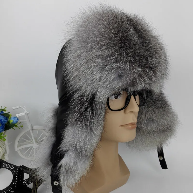 (TopFurMall) мужские шапки авиатора из натурального лисьего меха кожаные чехлы зимние