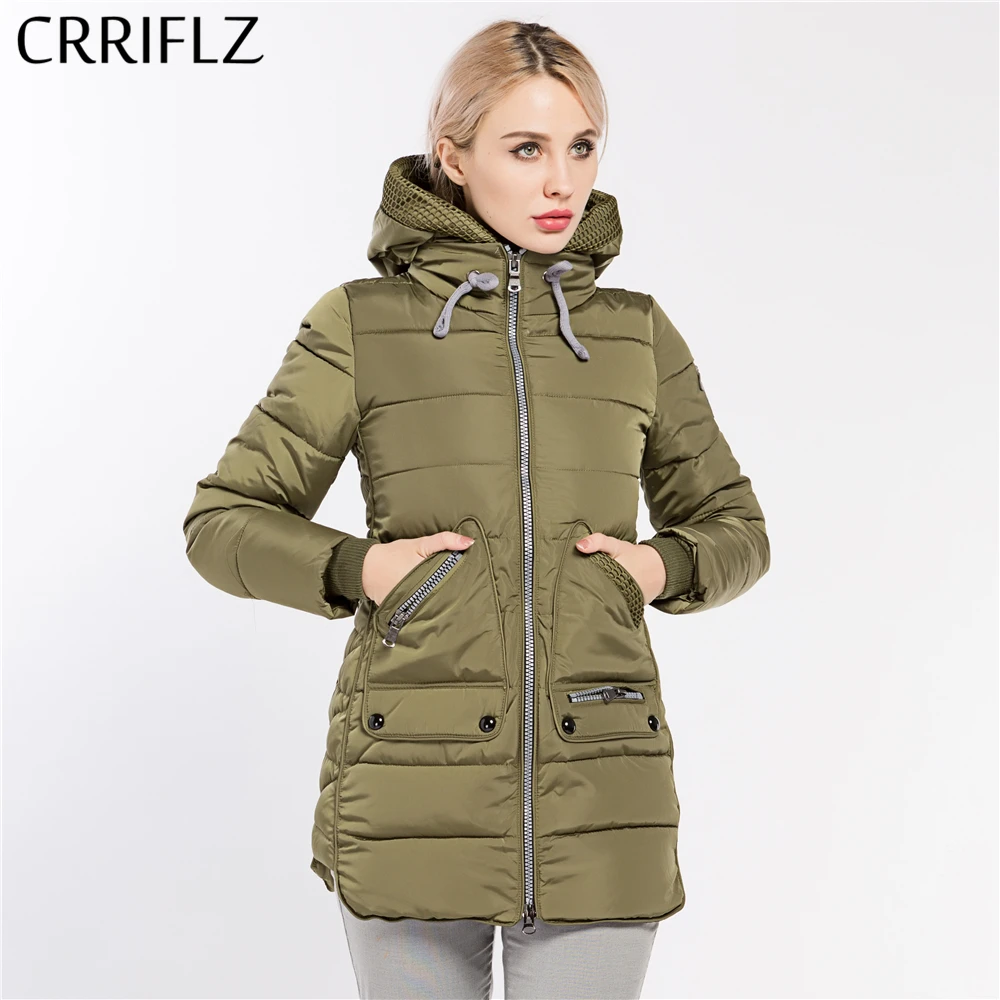 CRRIFLZ новая зимняя коллекция Горячая Женская парка с капюшоном теплая куртка