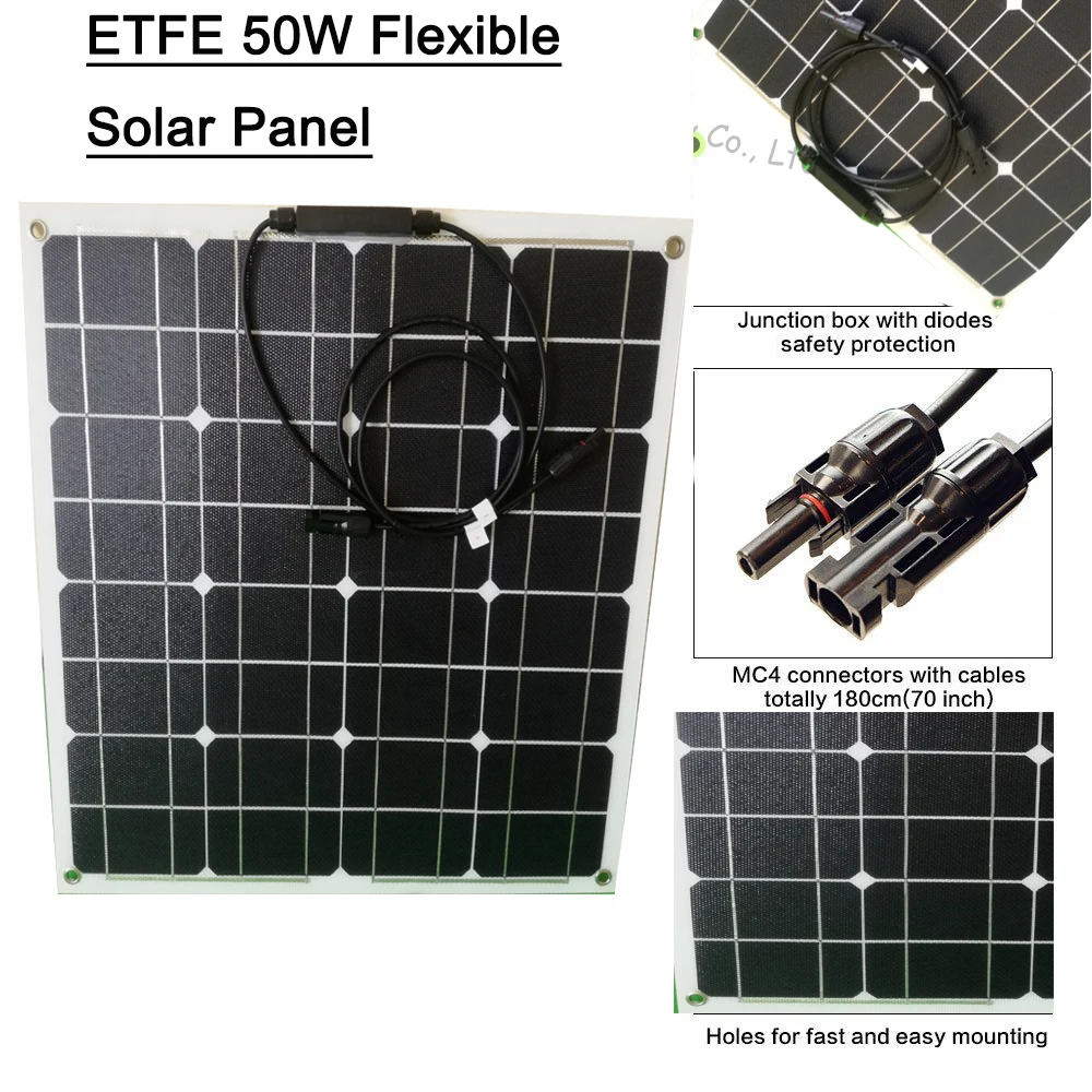 Ламинированная полугибкая солнечная панель 50 Вт 18 в|semi flexible solar panel|flexible panelsolar panels
