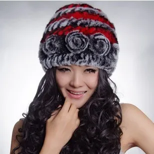 (TopFurMall) Женские Вязаные шапки из натурального меха кролика Рекс женские зимние