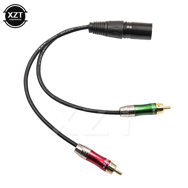 Адаптер аудиокабеля 3pin XLR Мама-2 RCA папа металлический позолоченный аудиокабель