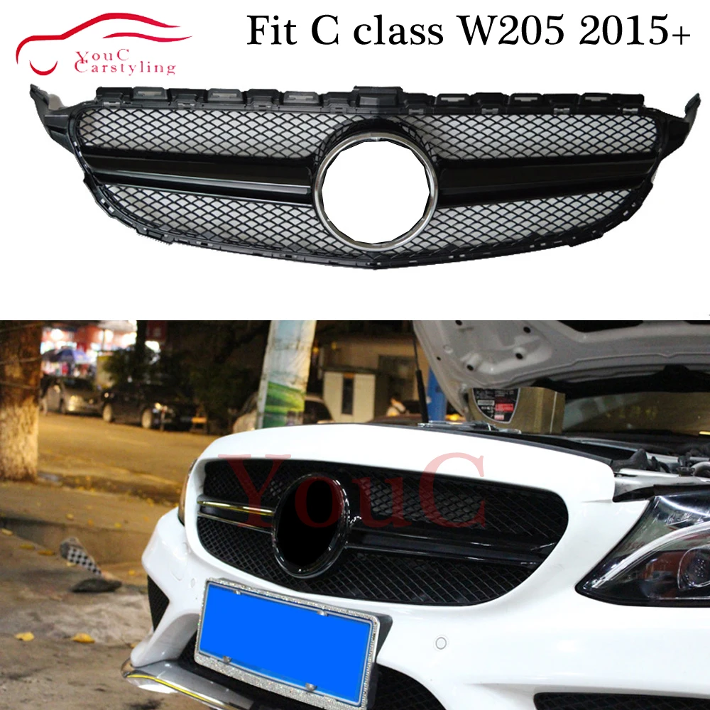 

Черная решетка-гриль W205 AMG для Mercedes C Class W205 с AMG посылка 2015 - 2018 C180 C200 C250 C300 C350