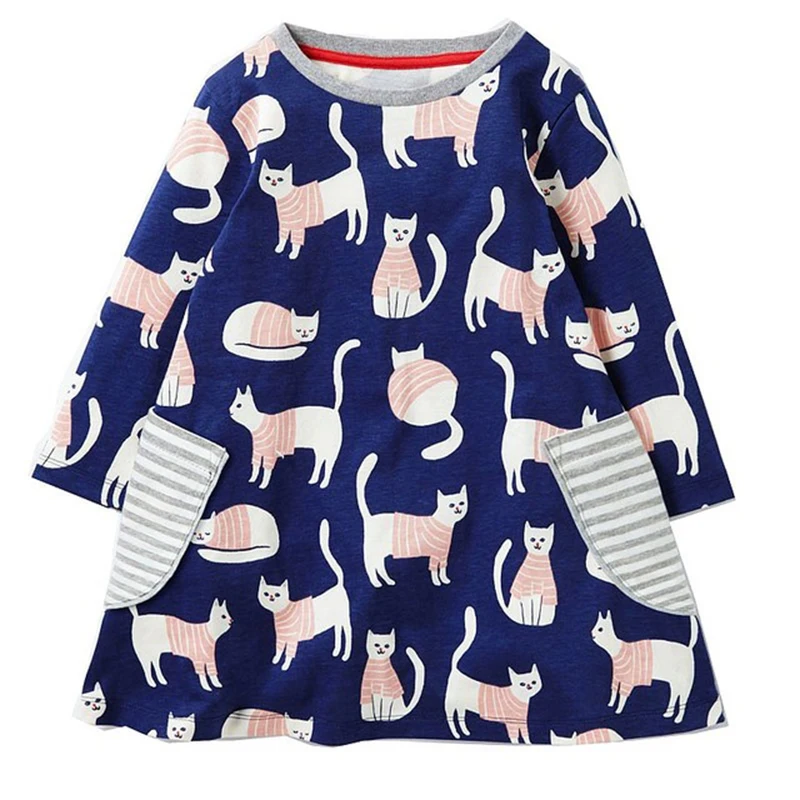 Toddler Dresses Baby Girls Clothing Cotton New Long Sleeve Dress Tunic Jersey Princess Costume for Kids Clothes | Детская одежда и