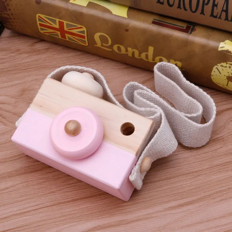 pink Gizcam 1 шт. деревянный игрушечный фотоаппарат с ремешком для детей, для путешествий, для дома, инструменты для фотосъемки, реквизит для фотостудии 9x6x5 см - Цвет: pink