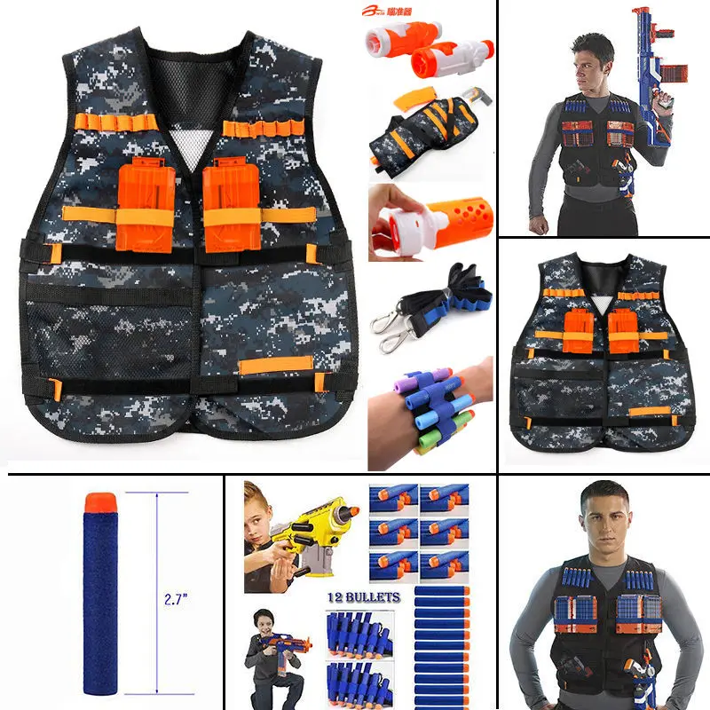 Новый Регулируемый тактический жилет с карманами для Nerf N Strike камуфляжный одежда