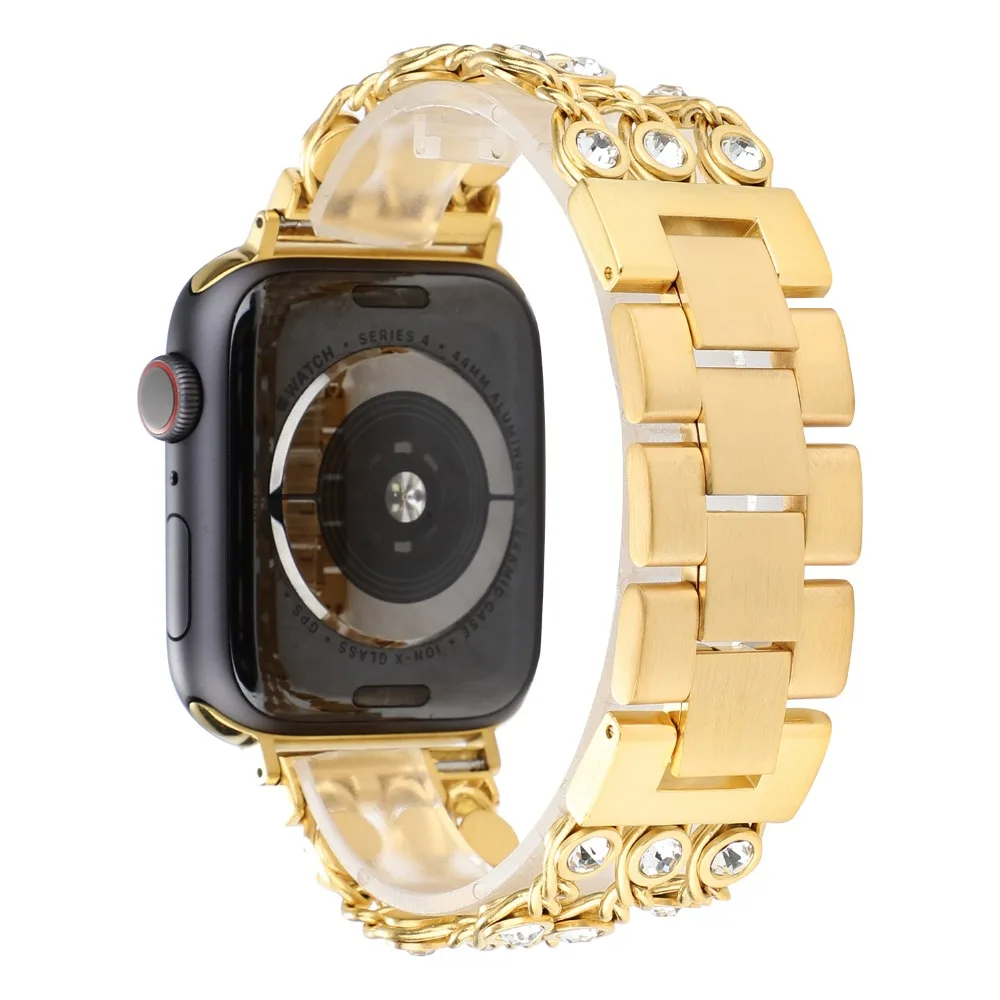 Хрустальные стразы ремешок из нержавеющей стали для Apple Watch Series 4 3 2 модный iwatch