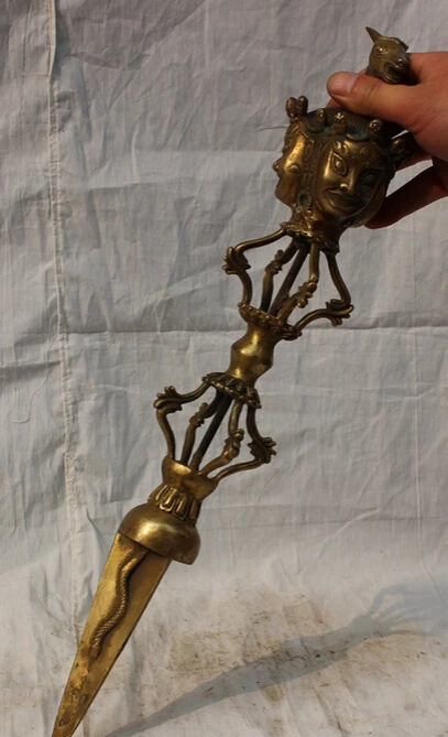 song voge gem S3000 20&quot Tibet Temple Brass Hayagriva Head Statue Vajra Phurpa Evil Spirits Talismans | Дом и сад