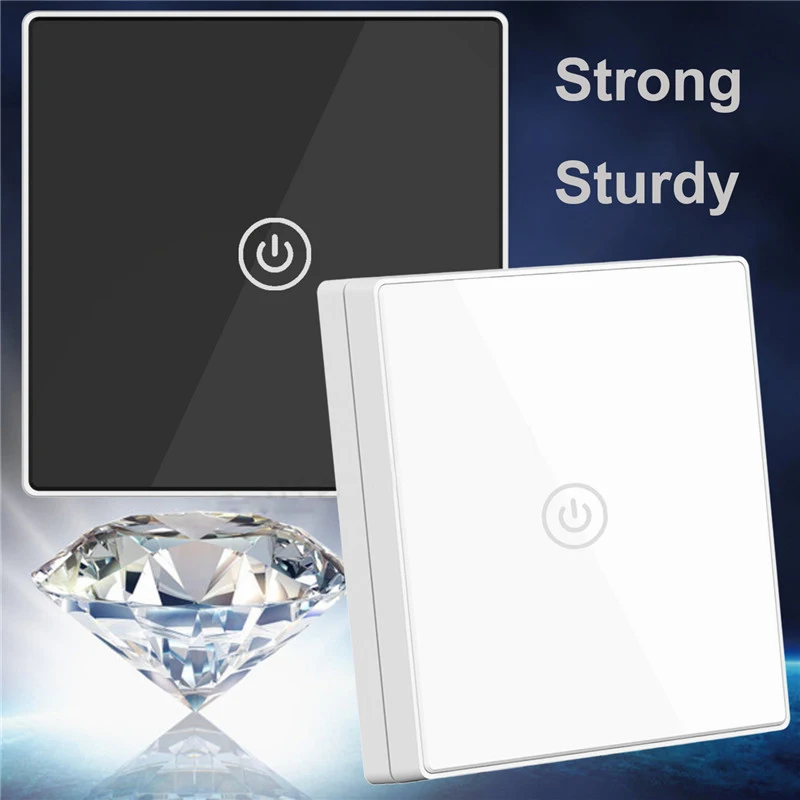 Home Luxury Crystal Glass Touch Panel Wireless Switch 1 Gang Way Remote Push Button Wall Light 12V LED indicator | Обустройство дома