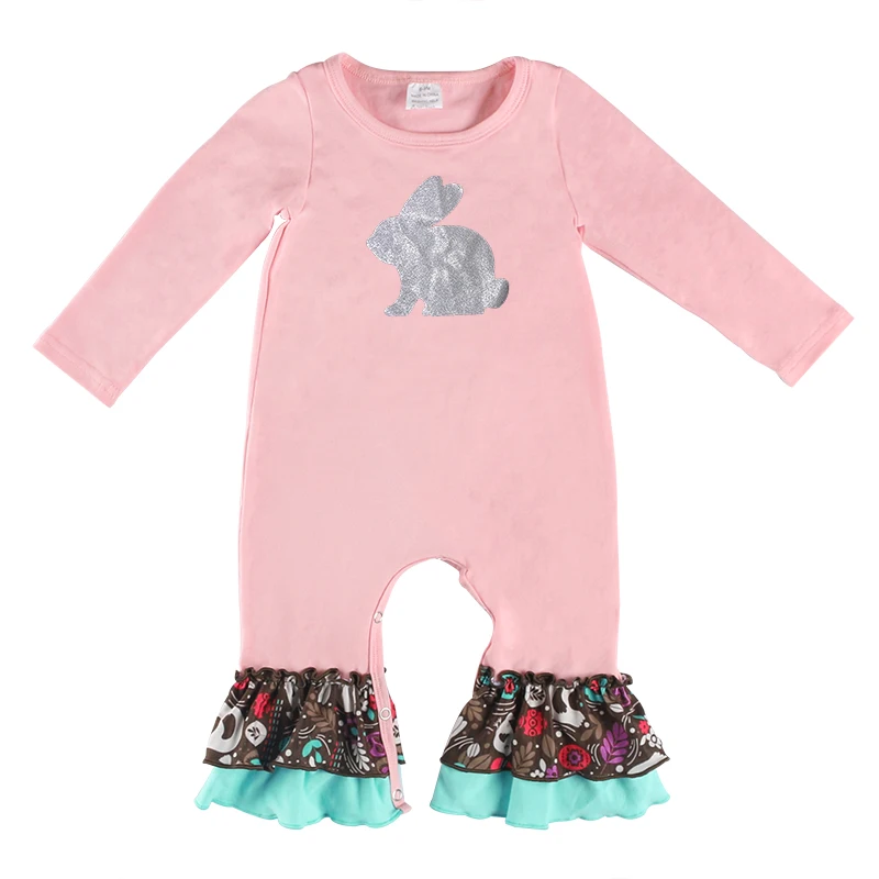 Kaiya Angel Spring Autumn Baby Clothing Rompers Printed Rabbit Pink Cute Lovely Style Long Sleeves O-Neck 5pcs a lot Wholesell