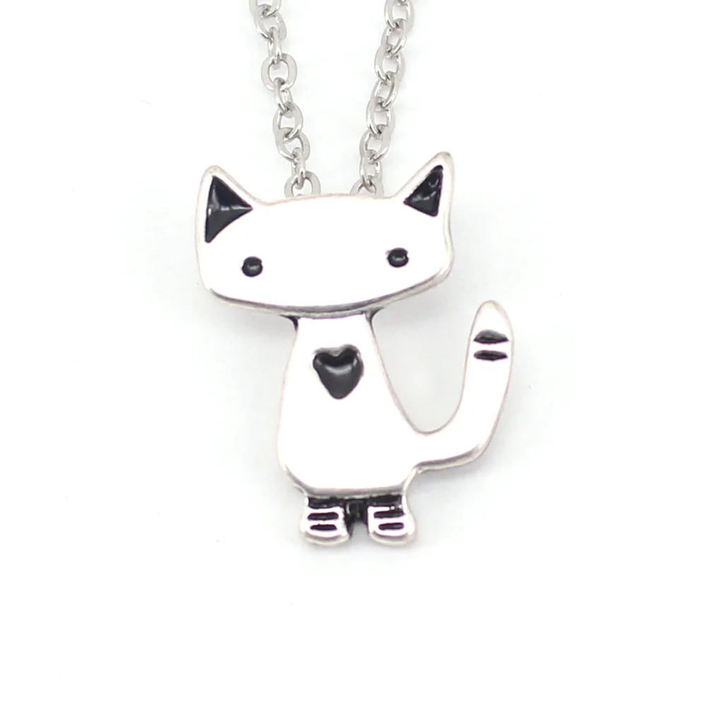 

hzew cute cat pendant necklace Cartoon kitty neckalces