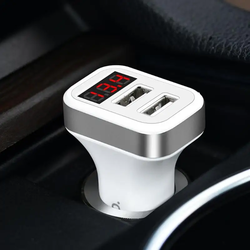 HOCO Z3 2 порта USB Универсальное автомобильное зарядное устройство светодиодный цифровой дисплей двойной USB Мобильный телефон 2.1A Быстрая Зарядка адаптер для телефона