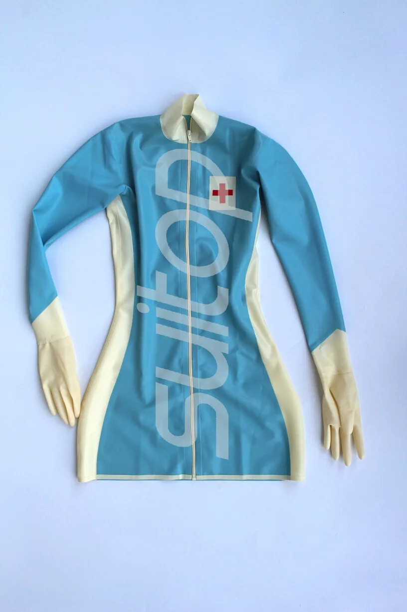 Латексное платье для вечеринки латексное с перчатками одежда униформа медсестра