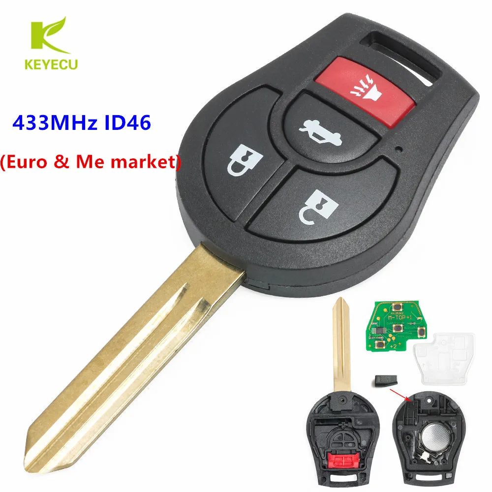KEYECU Замена дистанционного ключа Fob 433 МГц ID46 для Nissan Armada 02 2008 Altima 03 07 350Z 06 09 Maxima 05 Sentra