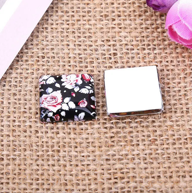 10mm 15mm 20mm 25mm Decorative pattern a square Handmade Photo Glass Cabochons & Glass Dome Cover Pendant Cameo Settings