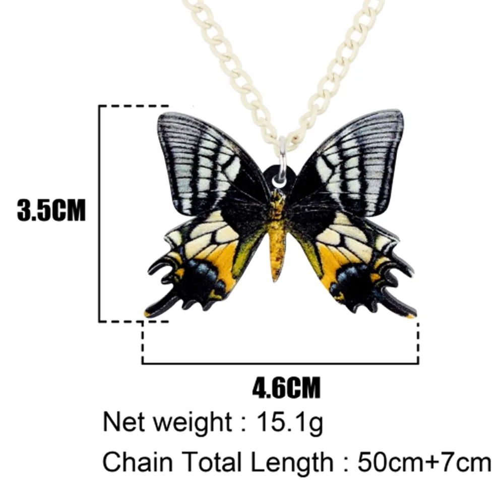 Bonsny Acrylic Golden Kaiserihind Butterfly Necklace Pendant Chain Collar Summer Tropic Insect Jewelry For Women Girls Gift New | Украшения