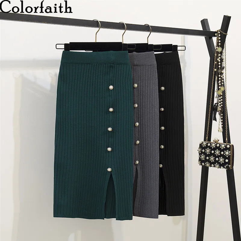 Colorfaith 2019 Женская длинная джинсовая юбка карандаш длины миди с сексуальным