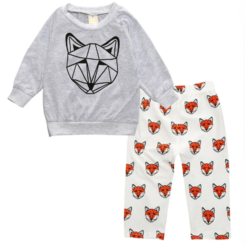 Осенняя одежда для детей с мультипликационным принтом Лиса хлопковые унисекс